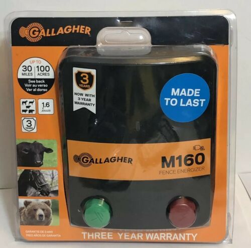 NEW Gallagher M160 Fence Energizer 30 miles/100 Acres 1.6 JOULES FREE Shipping -