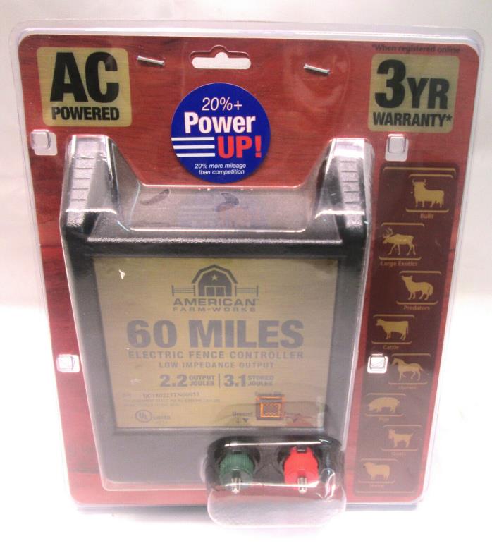 American Farm Works 60 Mile AC Low Impedance Electric Fence Controller - NEW