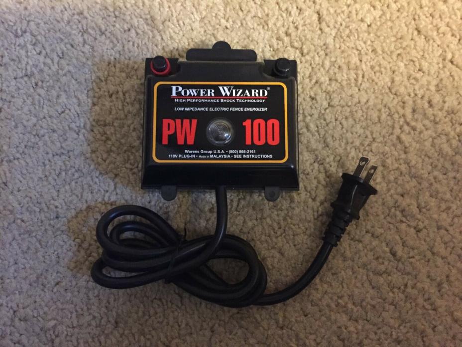 Power Wizard PW100, 110V Plug-In Low Impedence Electric Fence Energizer - NEW