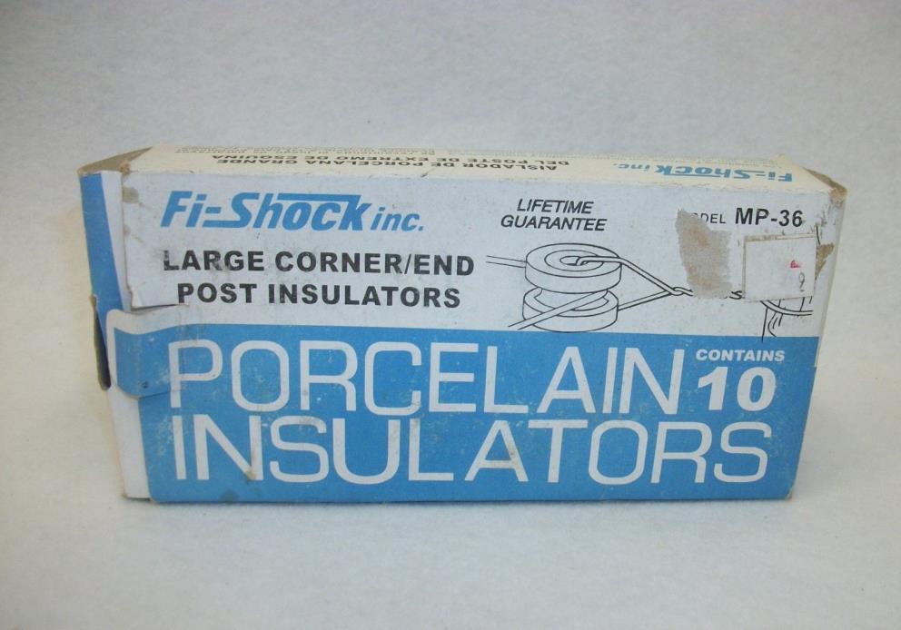 Box of 10 Fi-Shock Large Corner End Post Porcelain Insulators - Unused