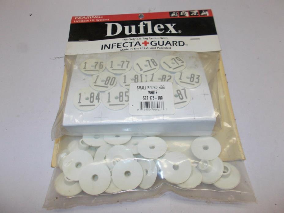 Duflex Ear Tags White Round Hog 176 - 200 Bx 96 - 7805