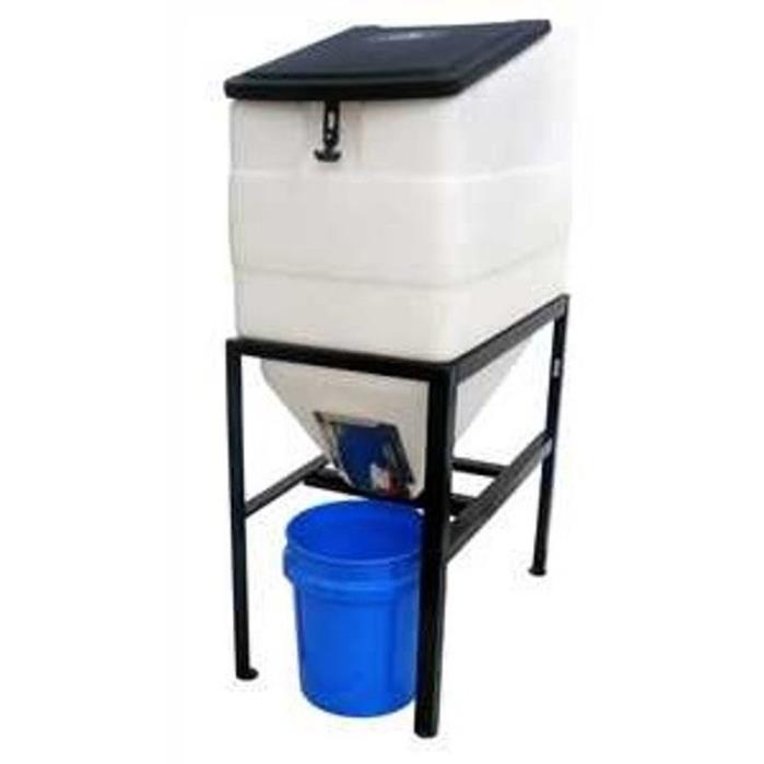 Feed Bin with Stand 270 Pound Capacity Eliminates Feed Contamination Livestock