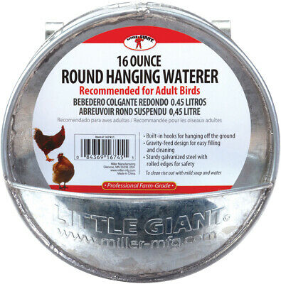 Little Giant Galvanized Round Hanging Poultry Waterer 16 oz