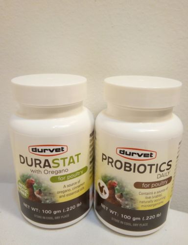 Lot Durvet Durastat with Oregano for Poultry 100 gm & Probiotics