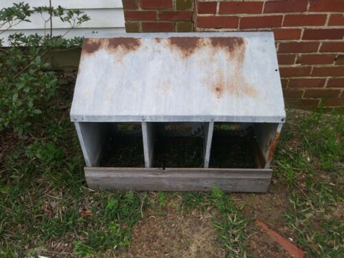 Vintage Chicken Hen Nest Box Rusty Industrial Galvanized Metal Barn Farm Fresh 3