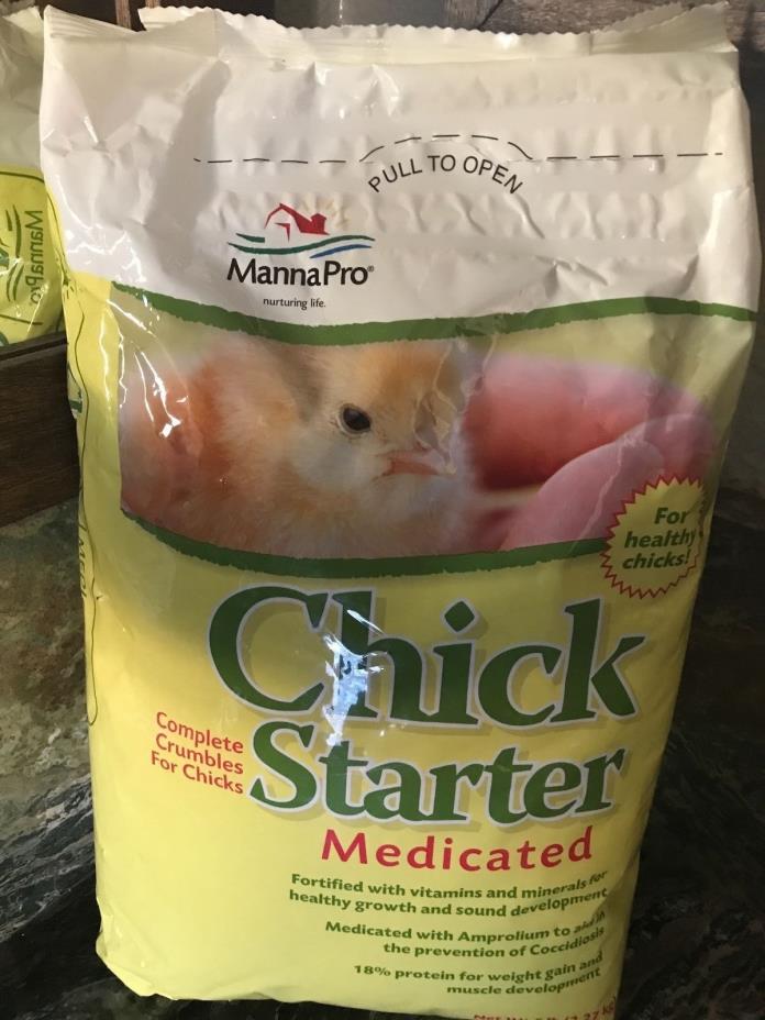 MANNA PRO   MEDICATED CHICK/CHICKEN STARTER CRUMBLES 5LBS NEW SEALED BAG