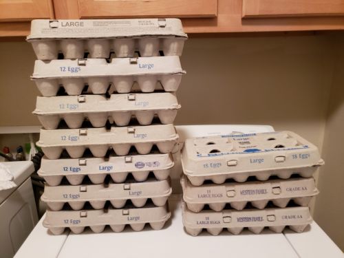 Lot Of 10 Cardboard Egg Cartons For Large Eggs (seven 12ct and three 18ct)