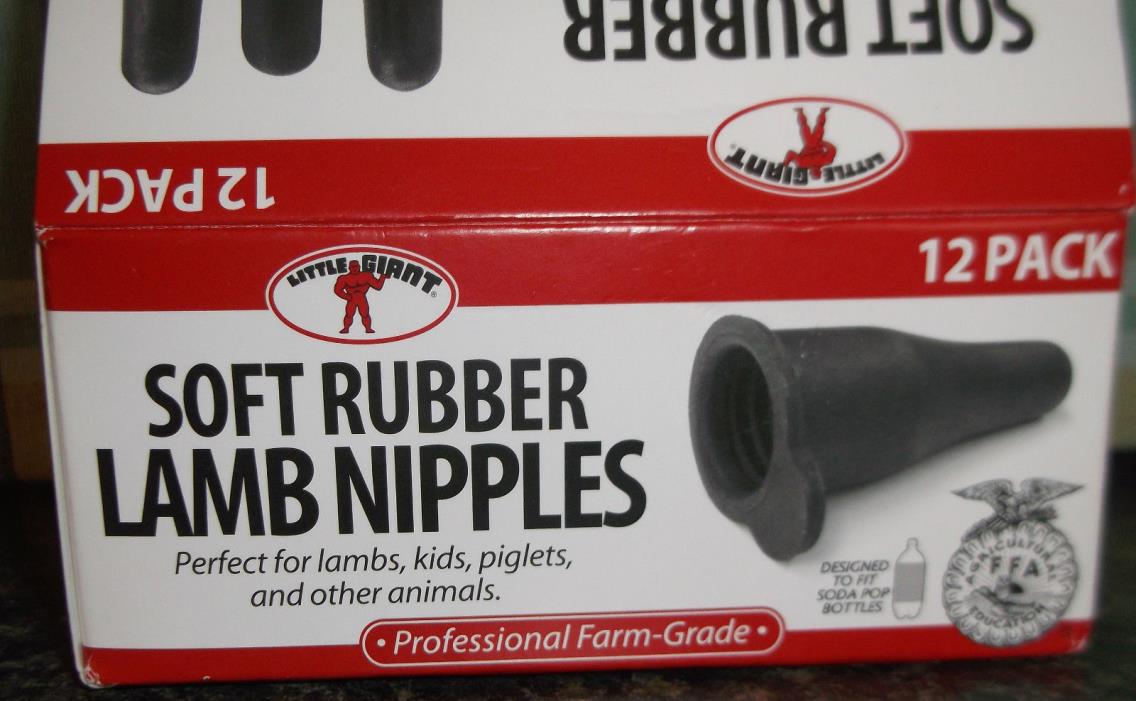 Soft Rubber Lamb Nipples 12 Pack Also for Piglets, Goats and Other Animals