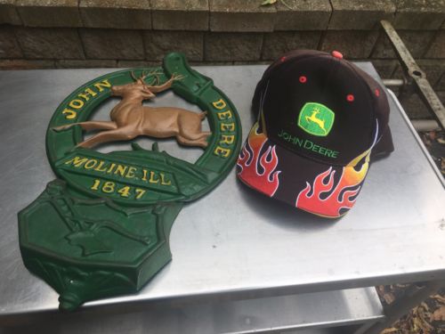 Vtg John Deere Cast Door Mail Tractor Farm Implement Sign Holder Display