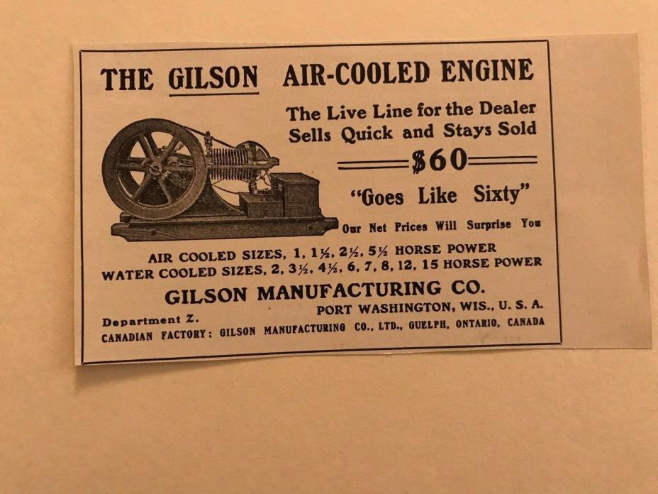 Gilson Hit Miss Stationary Gas Engine Ad Vintage Antique Advertisement