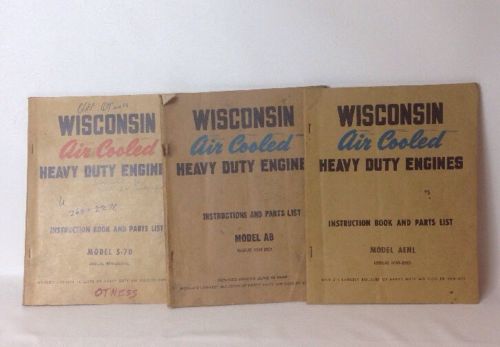 3  Vintage Wisconsin Air Cooled Heavy Duty Engines Manual's Model S-7D, AENL, AB