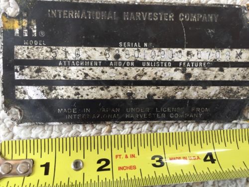 Vintage Engine ENGINE ID Block Serial No Metal Tag Sign International Harvester