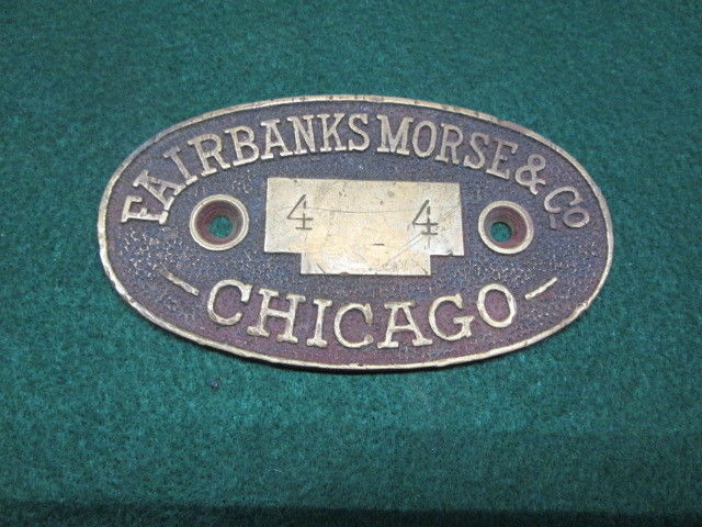 Old Brass Fairbanks Morse & Co Name Tag 4  4 Hit N Miss Motors Scales Estate