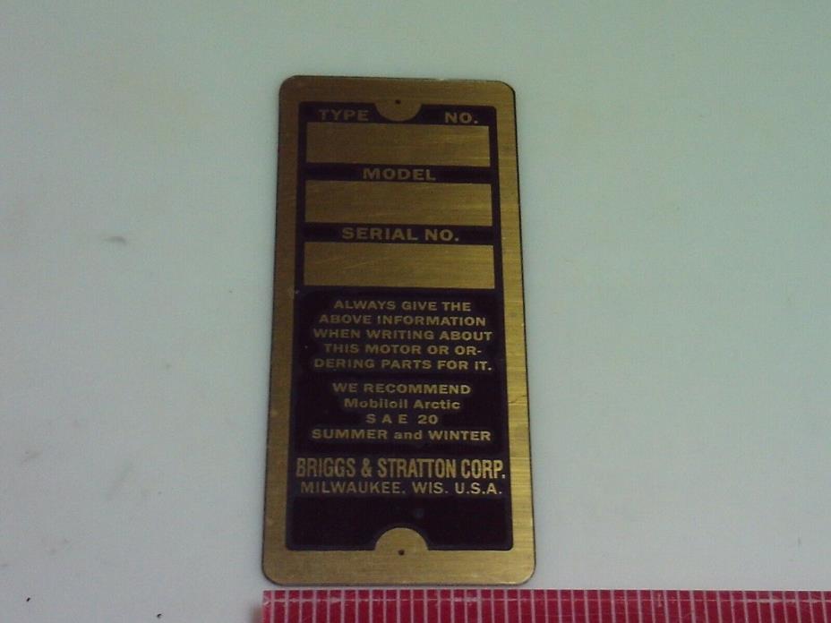 Briggs & Stratton Y Reproduction name tag Nameplate