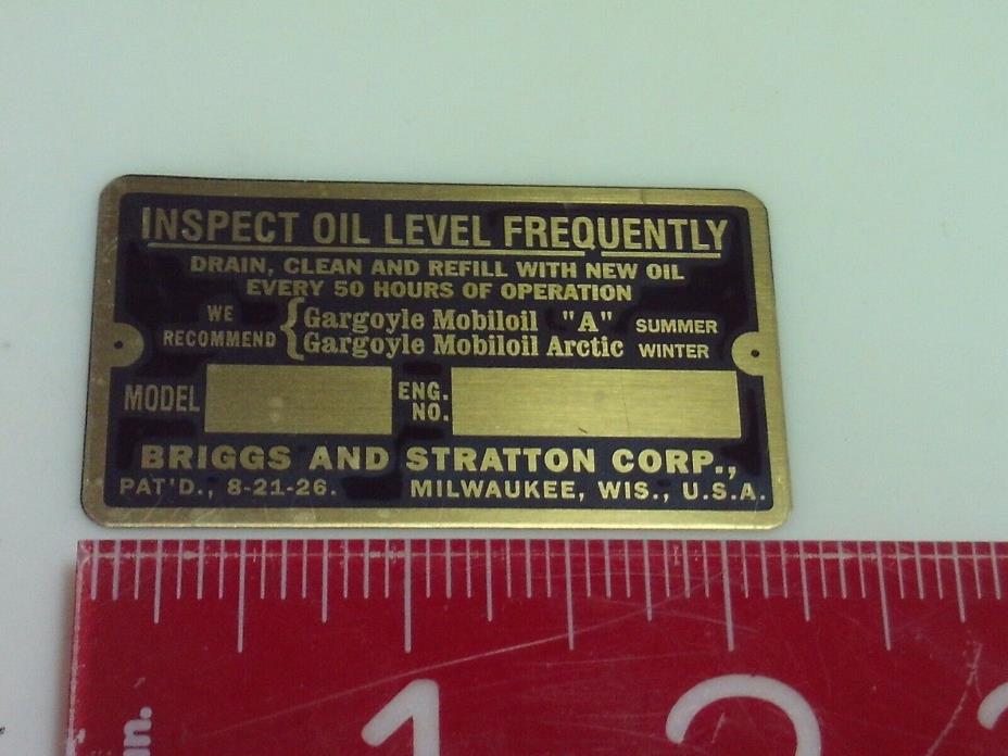 Briggs & Stratton FH Reproduction name tag Nameplate