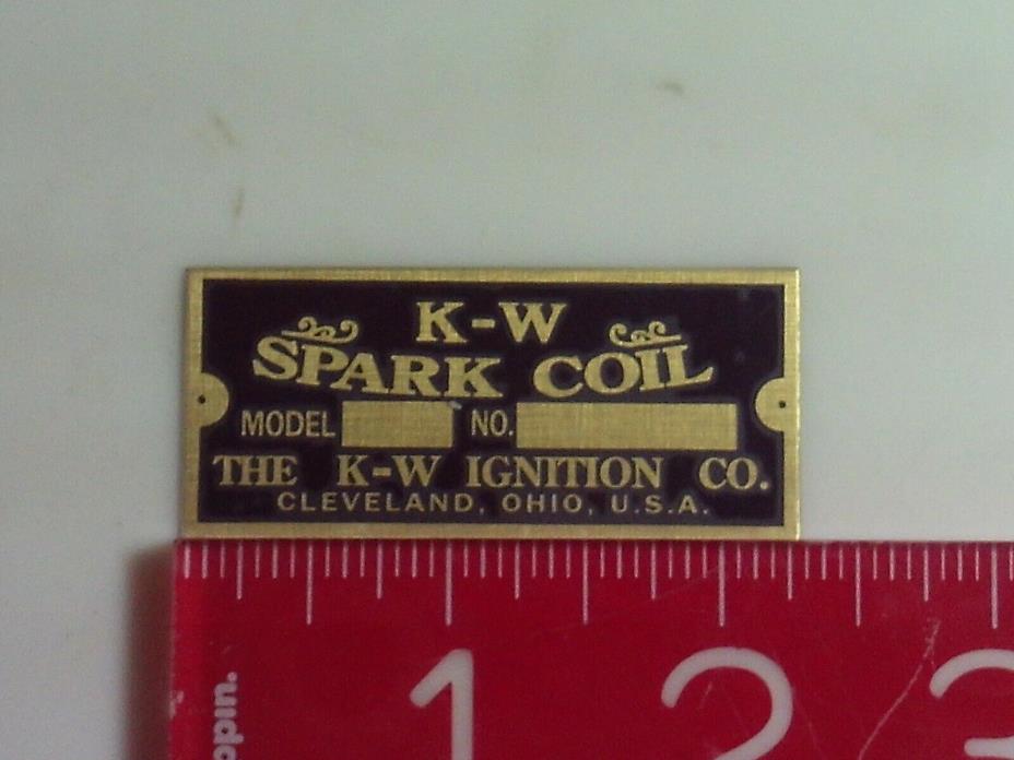 K-W Spark Coil Reproduction Nameplate