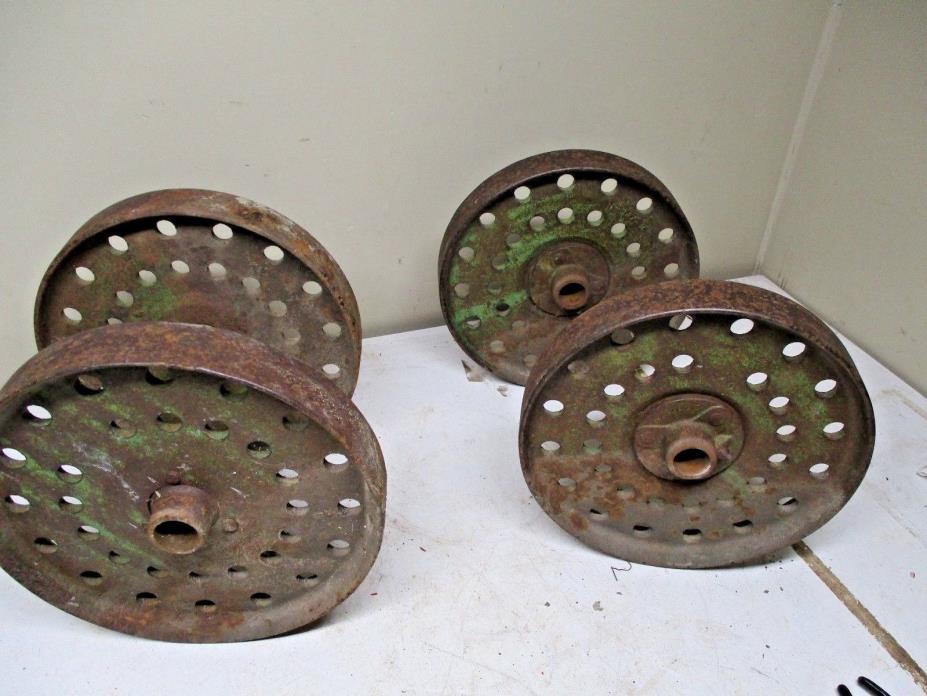 Set of 4 cast iron John Deere Press Wheels for Engine Cart etc