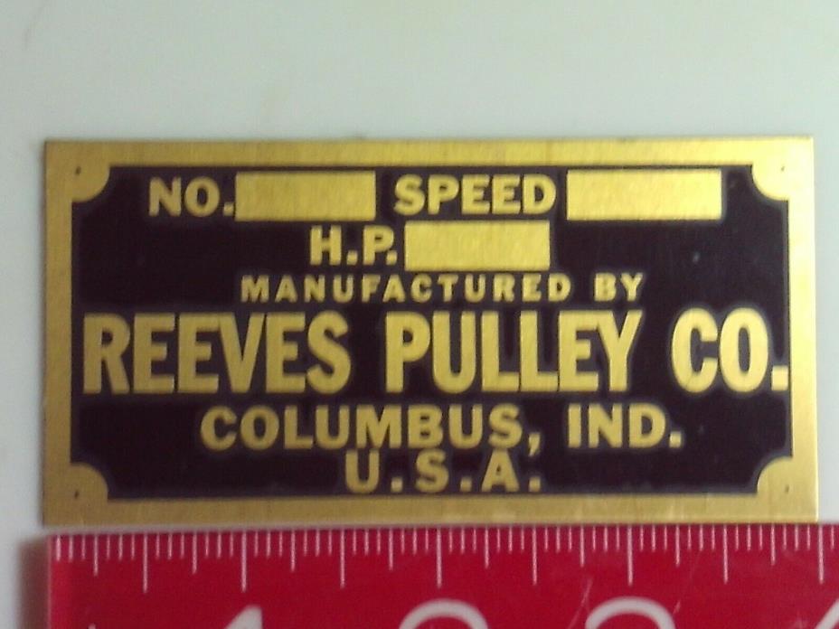Reeves Engine Reproduction name tag Nameplate