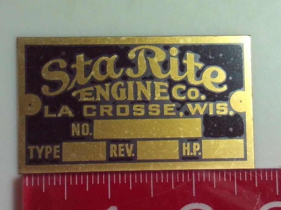 Sta Rite Engine name tag Reproduction Nameplate