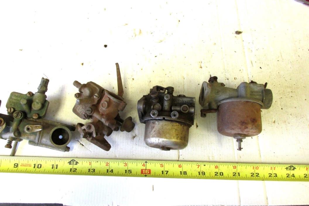 4 OLD USED GAS ENGINE CARBURETOR  , MARVEL  CARTER & 2 TILLOTSON