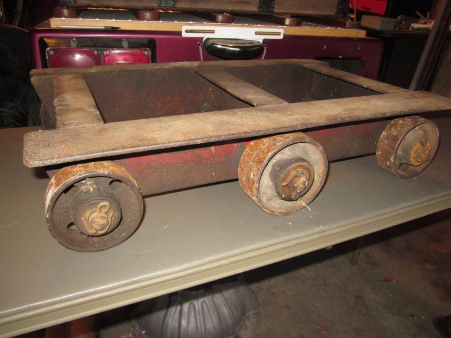 antique  Railroad Hit & Miss Engine Cart 6 wheels iron 24