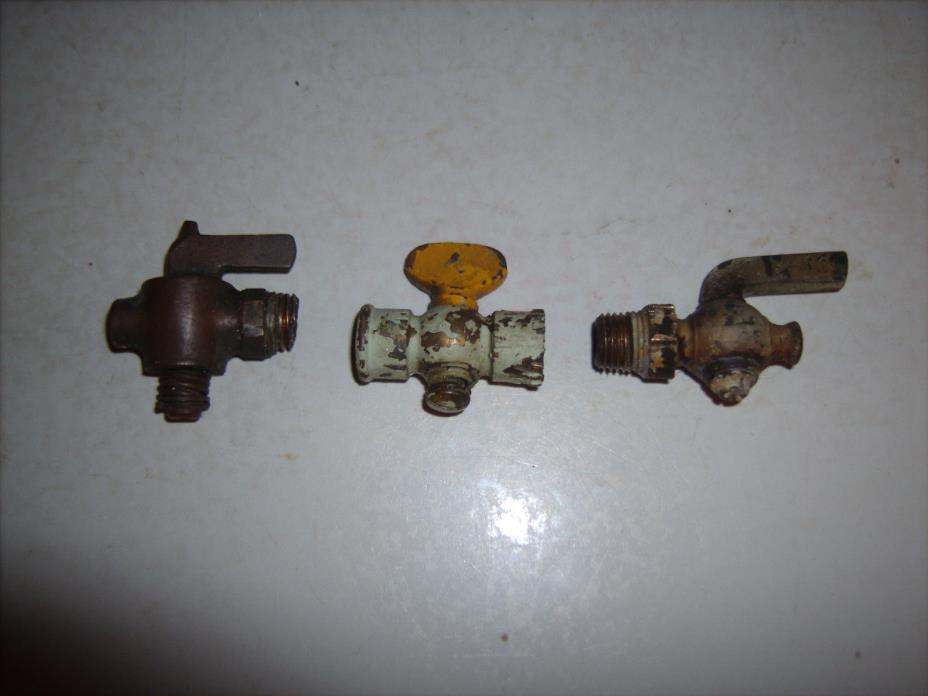 3  ANTIQUE VINTAGE BRASS HIT MISS GAS STEAM ENGINE SHUT OFF PETCOCK VALVE PARTS