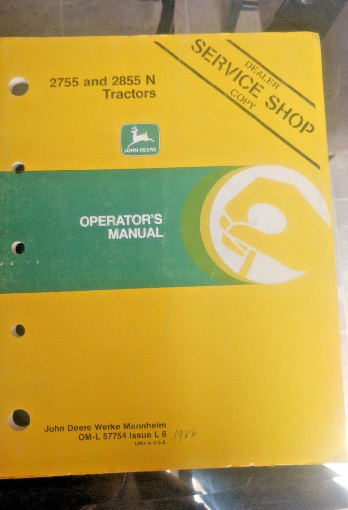 John Deere Operators Manual 2755 and 2855 Tractors