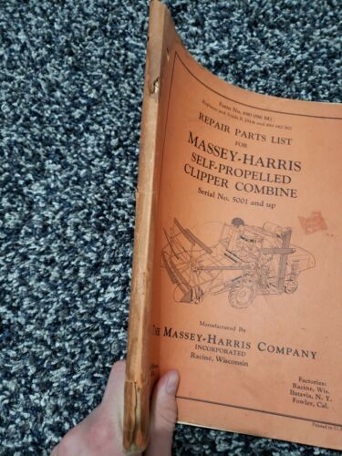 Repair Parts List for Massey-Harris Self Propelled Clipper Combine