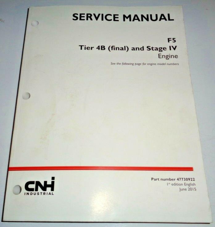 New Holland Case F5 Series Tier 4B Stage IV Engine Service Manual NH Original!