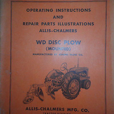 Allis-Chalmers operating & parts manual WD disc plow mounted form TM-37
