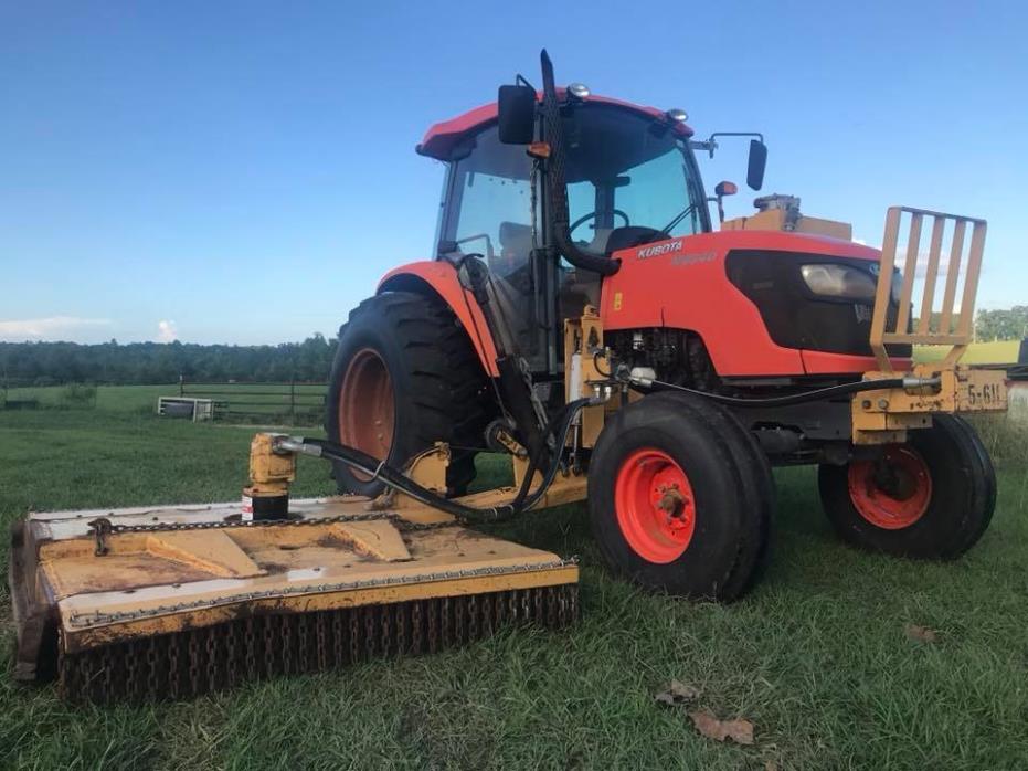 2010 KUBOTA M9540F CAB & AIR TRACTOR WITH SIDE ARM CUTTER, 95hp, 6659 hours