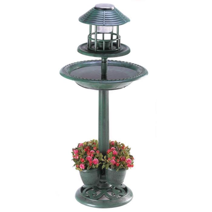 Verdigris Garden Bird Bath and Planter