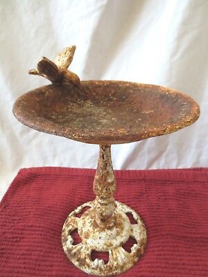 Vtg Table Top Pedestal Cast Iron Bird Feeder or Bath Hummingbird for Restoration