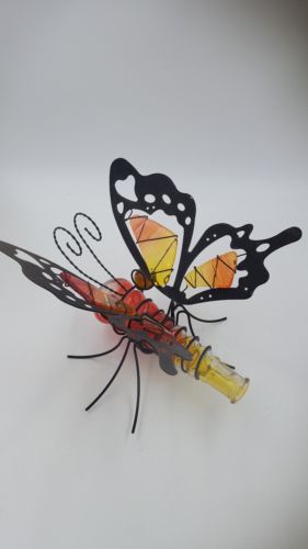 garden decoration wrought iron glass butterfly