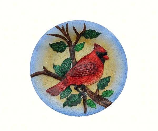 Embossed Glass Cardinal Birdbath Hanging or Staked by Songbird Essentials