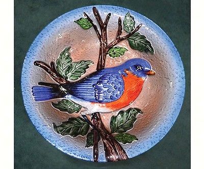 Embossed Glass BLUEBIRD Birdbath Hanging or Staked by Songbird Essentials