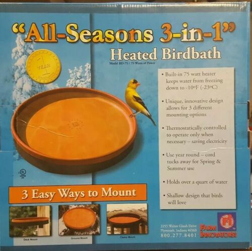 Farm Innovators BD-75 All Season 3-In-1 Heated Bird Bath, Terra Cotta, 75W