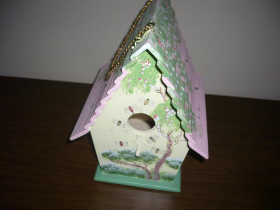 Decorative Summer Theme Bird House Bees and Trees Pink