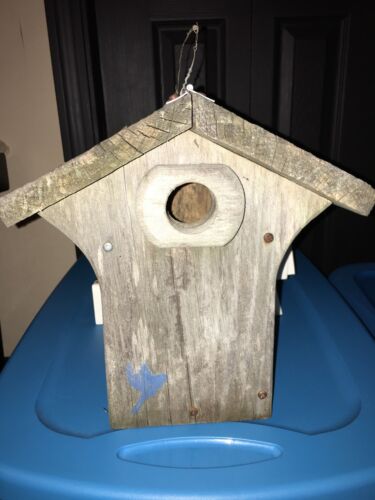 Primitive Weathered Wood  Wooden Bluebird Birdhouse