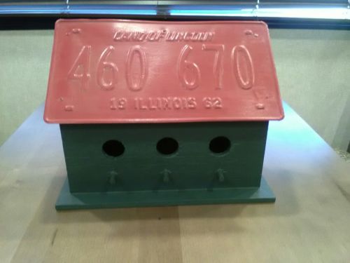 Illinois 1962 License Plate Bird House Wood and Metal