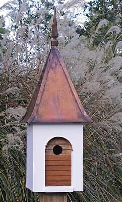 French Villa Bird House w White Brown Copper Roof  [ID 9025]
