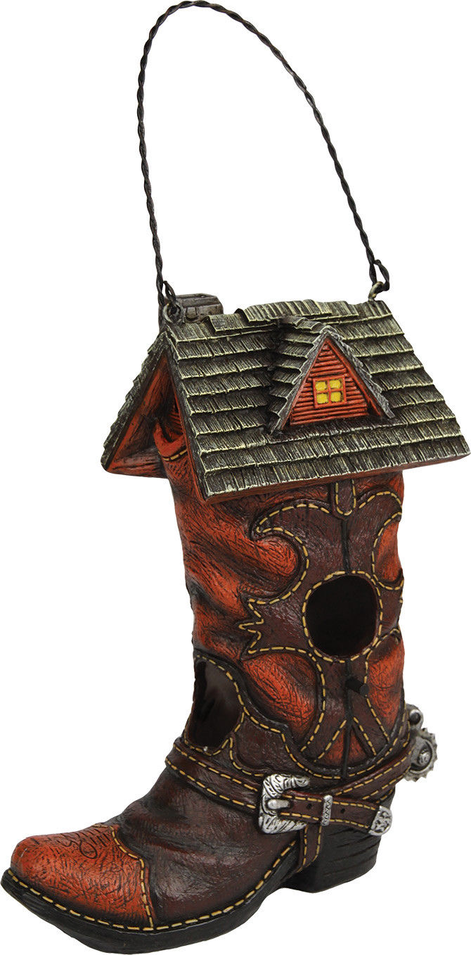 Rivers Edge Cowboy Boot Birdhouse NEW Hand Painted Poly Resin