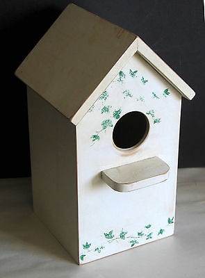 White with green ivy Bird House Yard Patio Garden composite wood shabby FREE SH