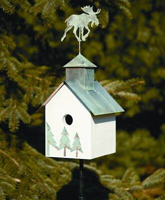 Sleepy Hollow - Moose Bird House w White Verdi Copper Roof  [ID 9049]