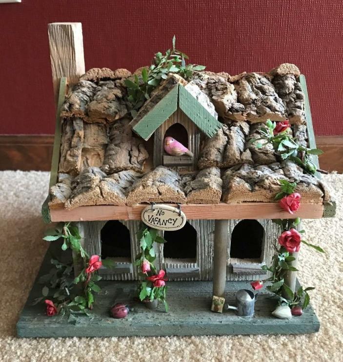 HANDCRAFTED DECORATIVE BIRDHOUSE - RUSTIC  COUNTRY COTTAGE - 
