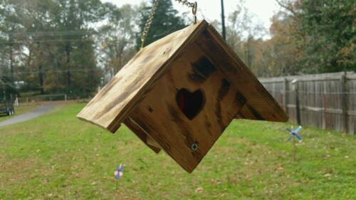 Folgers Coffee Can Bird House with  Heart Shaped Entrance Blue Birdhouse