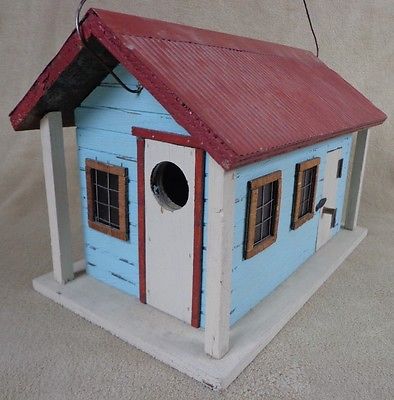 Beachhouse Birdhouse Two Compartments Rustic Wood Functional ~ FREE SHIPPING