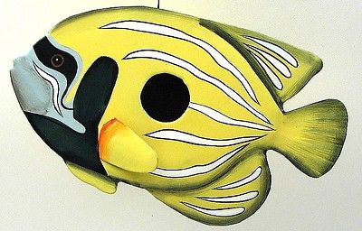 Metal Tropical Yellow  Fish Nautical BIRDHOUSE Outdoor & Patio Nautical Decor