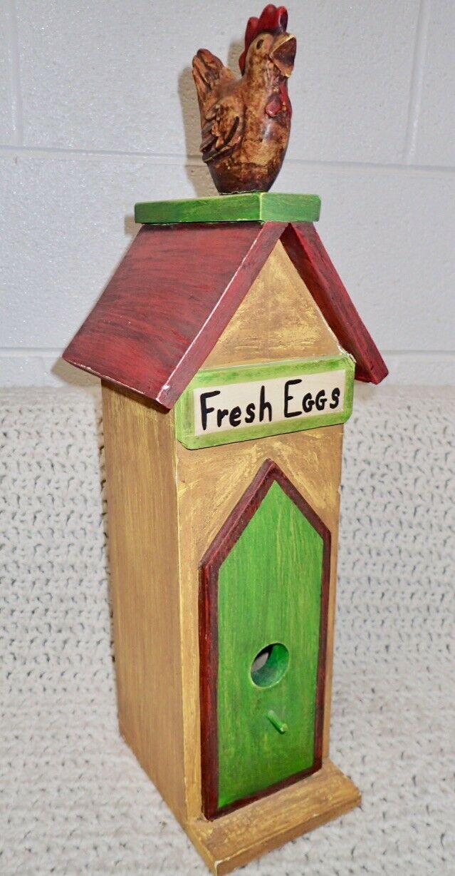 Hand-painted Wooden Birdhouse w/ Chicken Outdoor Garden Farmhouse Country Decor