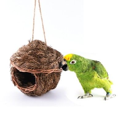 Small Bird Nest Box Wild Life Hanging Pocket House Cold Weather Garden DIY Straw